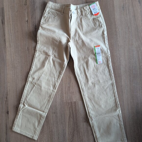 Wonder Nation Girls Straight Adjustable Waist Beige Jeans Size 10 Plus - Picture 1 of 5